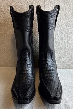 Cuadra Men's Black 3 Pieces Caiman Leather Western Boots Size 11 EE 54275